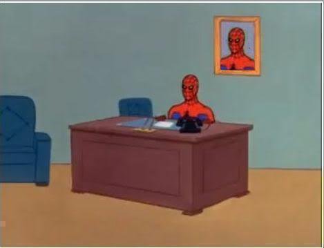 Spiderman Computer Desk Blank Meme Template
